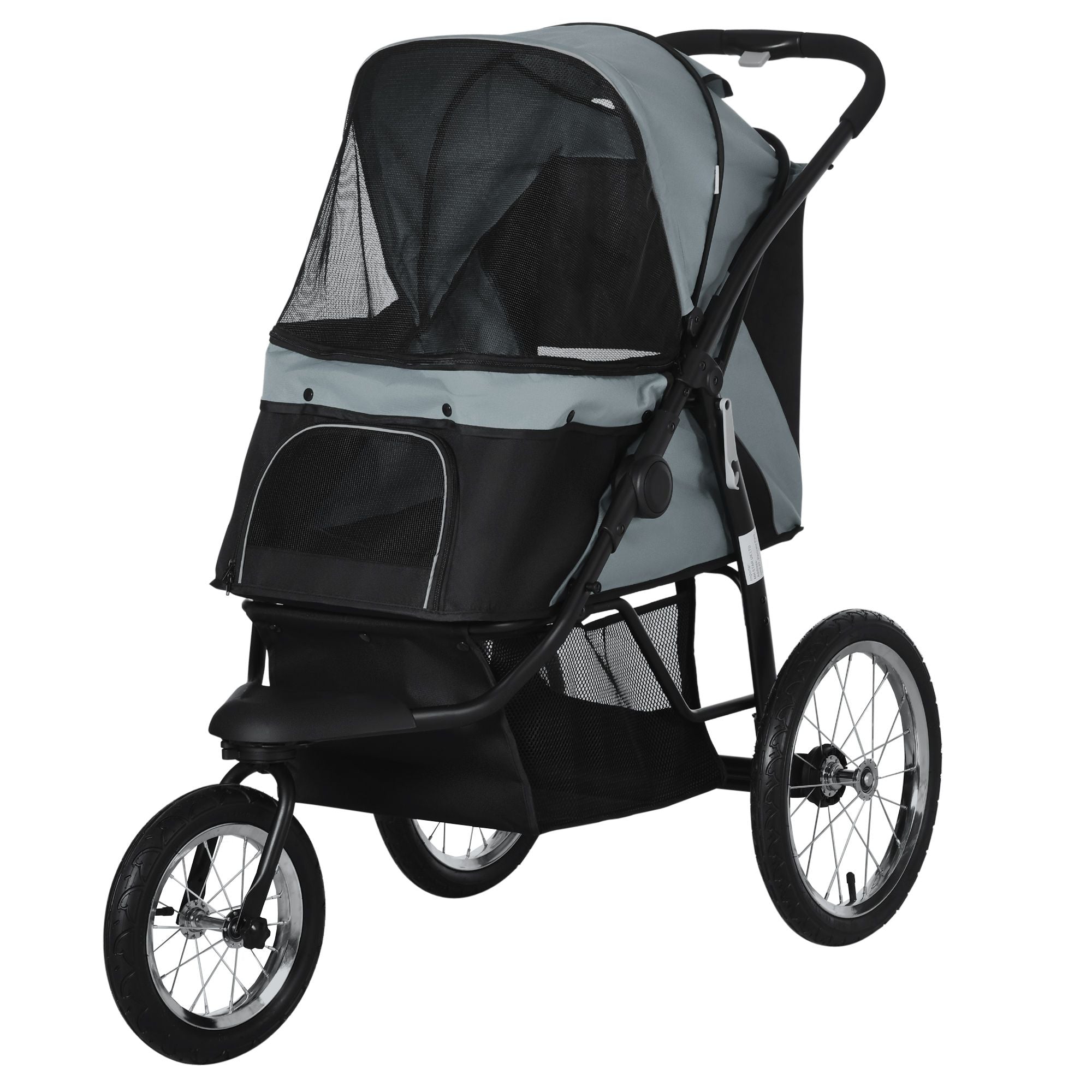 3-Wheel Pet Stroller with Adjustable Canopy & Safety Tether for Small to Medium Dogs