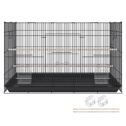 Spacious & Sturdy Bird Cage for Small Parrots - 30 Enclosure with Mobile Stand