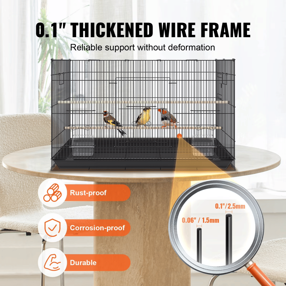 30" Bird Enclosure, Durable Metal Cage for Small Parrots, Budgies, Lovebirds, and Canaries, Includes Mobile Stand and Tray (Shipment from Walmart)