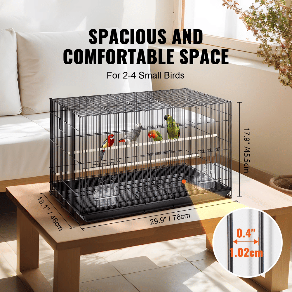 30" Bird Enclosure, Durable Metal Cage for Small Parrots, Budgies, Lovebirds, and Canaries, Includes Mobile Stand and Tray (Shipment from Walmart)