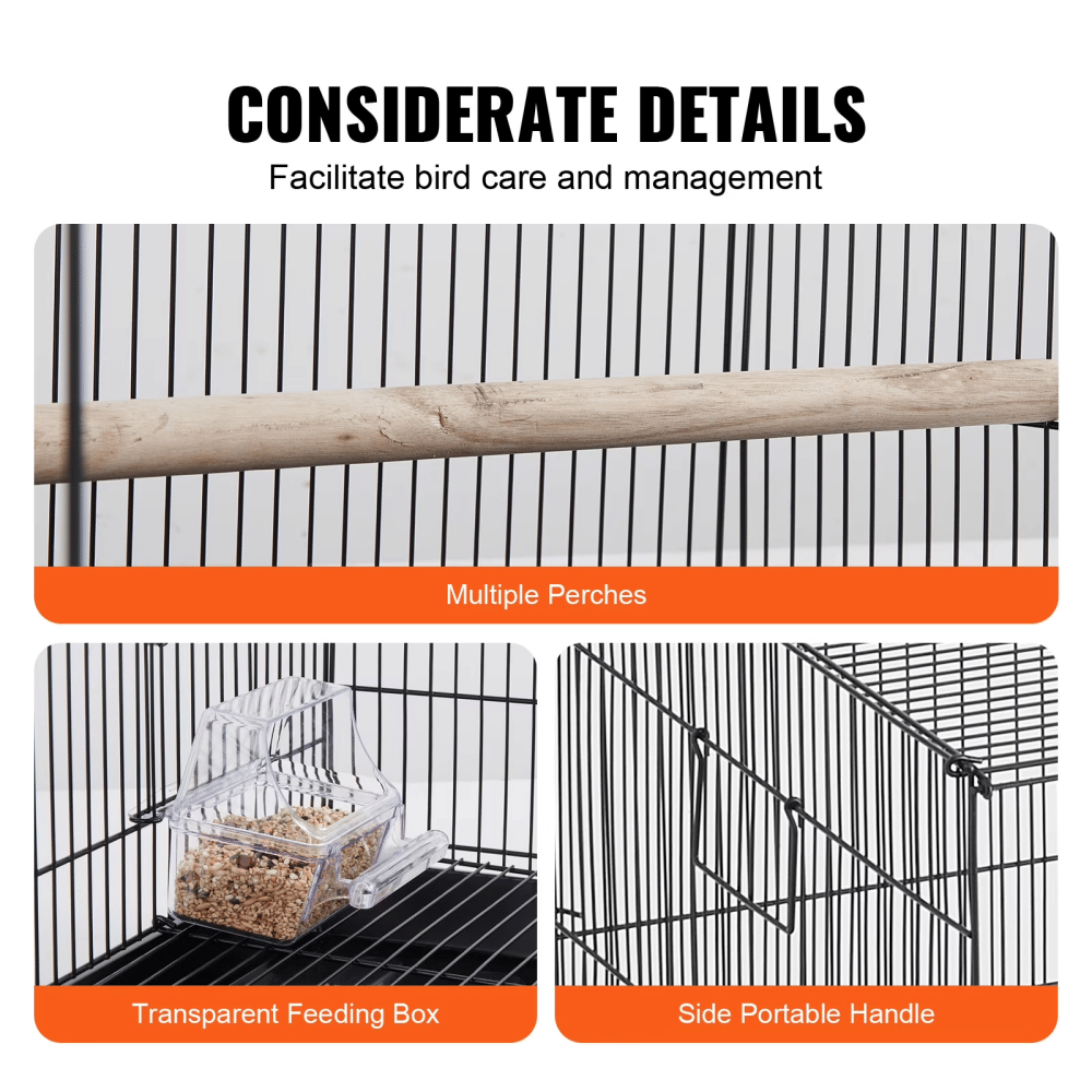 30" Bird Enclosure, Durable Metal Cage for Small Parrots, Budgies, Lovebirds, and Canaries, Includes Mobile Stand and Tray (Shipment from Walmart)