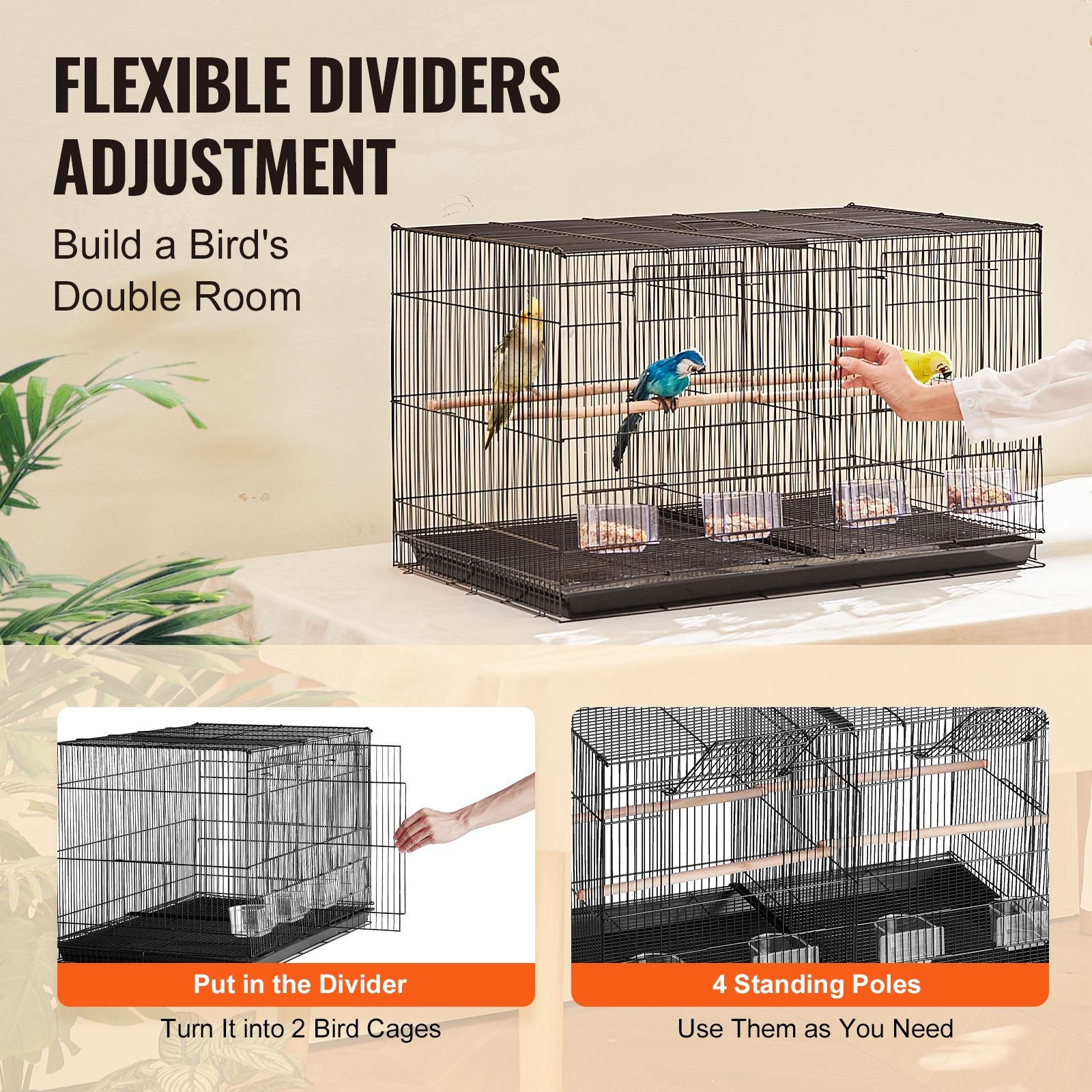 Versatile 30-Inch Stackable Bird Cage with Divider – Perfect for Small Parrots & Finches