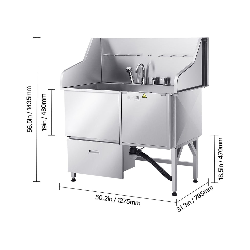 Professional Dog Washing Station: 304 Stainless Steel Tub with Ramp & Faucet