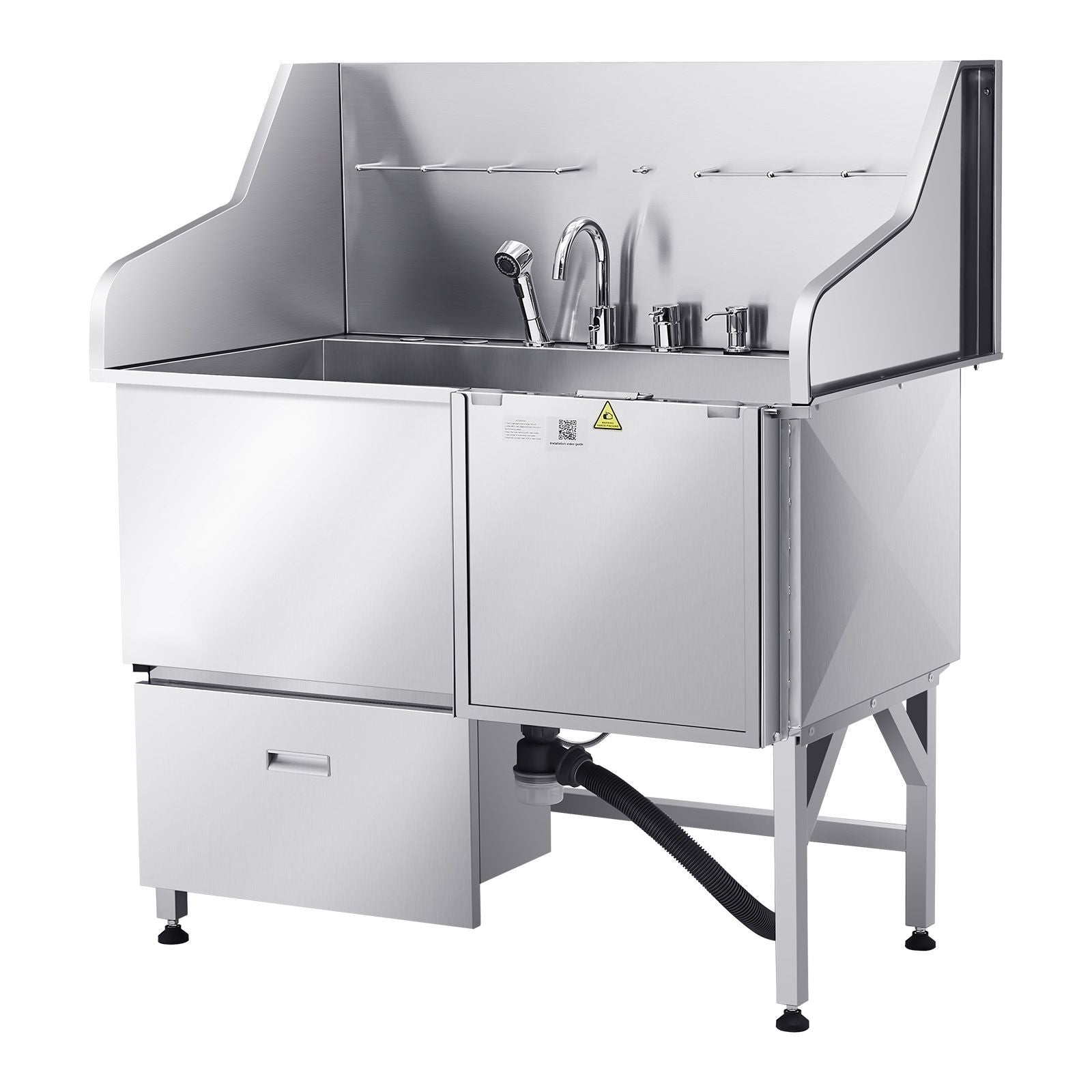 Professional Dog Washing Station: 304 Stainless Steel Tub with Ramp & Faucet