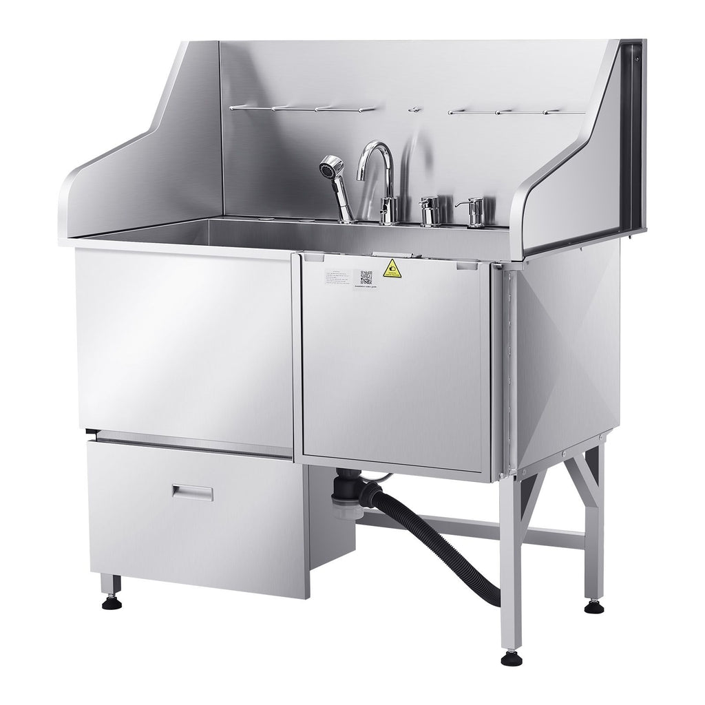 Professional Dog Washing Station: 304 Stainless Steel Tub with Ramp & Faucet