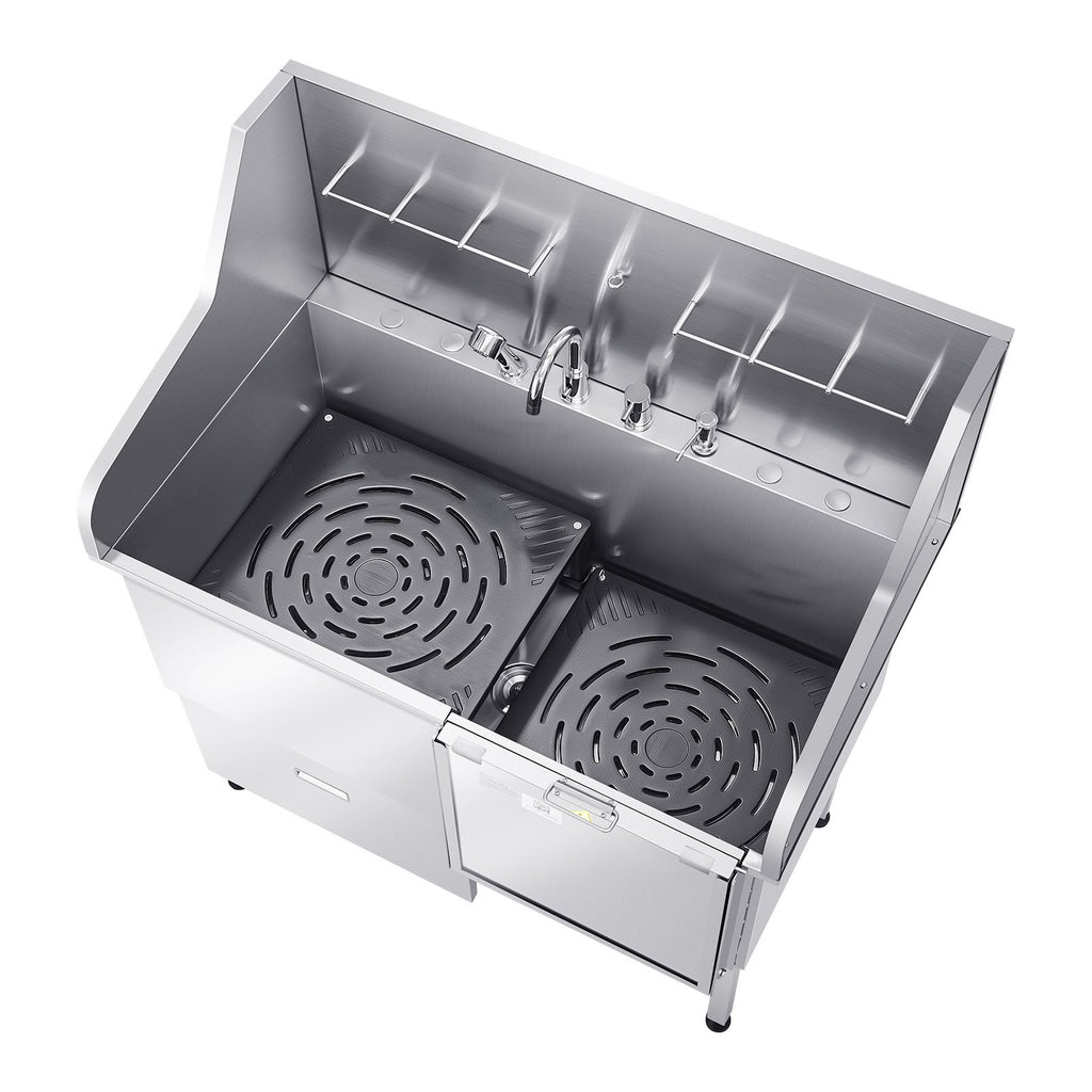 Professional Dog Washing Station: 304 Stainless Steel Tub with Ramp & Faucet