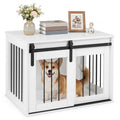 Furniture-Style Dog Crate with Sliding Barn Door and Reinforced structured Frame
