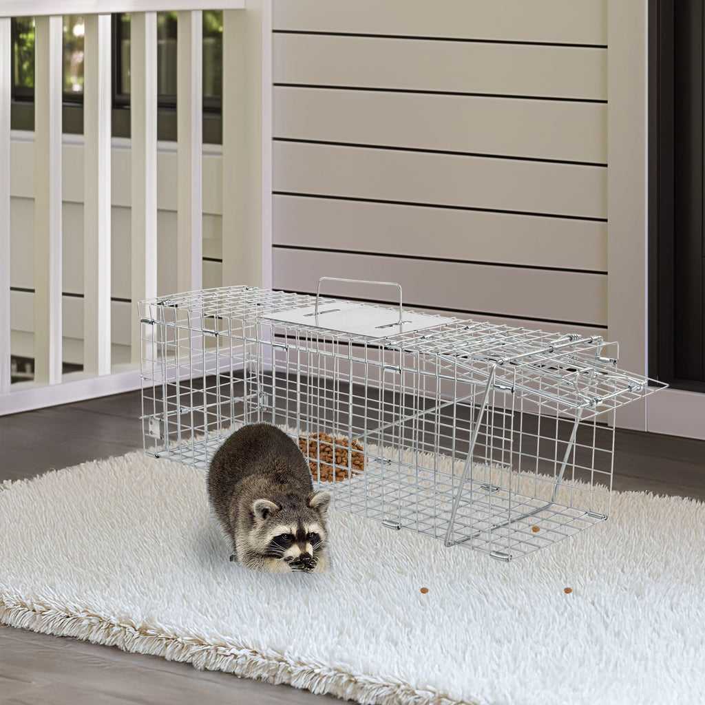 Humane Live Animal Cage Trap – practical Folding Design for Stray Cats, Raccoons, and Groundhogs