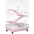 4-Level Small Animal Cage with Wheels and Slide-Out Tray for Bunnies, Ferrets, Chinchillas