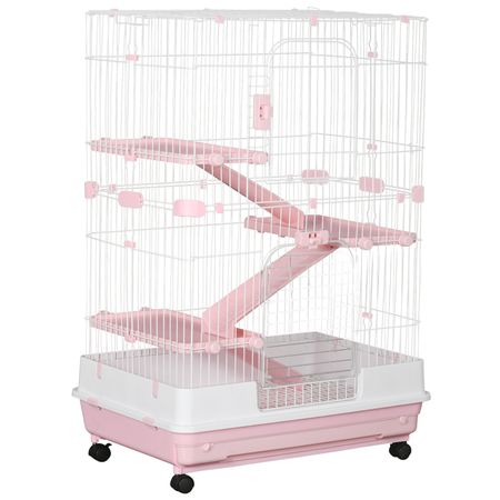 4-Level Small Animal Cage with Wheels and Slide-Out Tray for Bunnies, Ferrets, Chinchillas – image 1