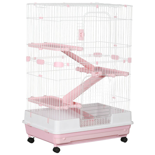 4-Level Small Animal Cage with Wheels and Slide-Out Tray for Bunnies, Ferrets, Chinchillas – image 2