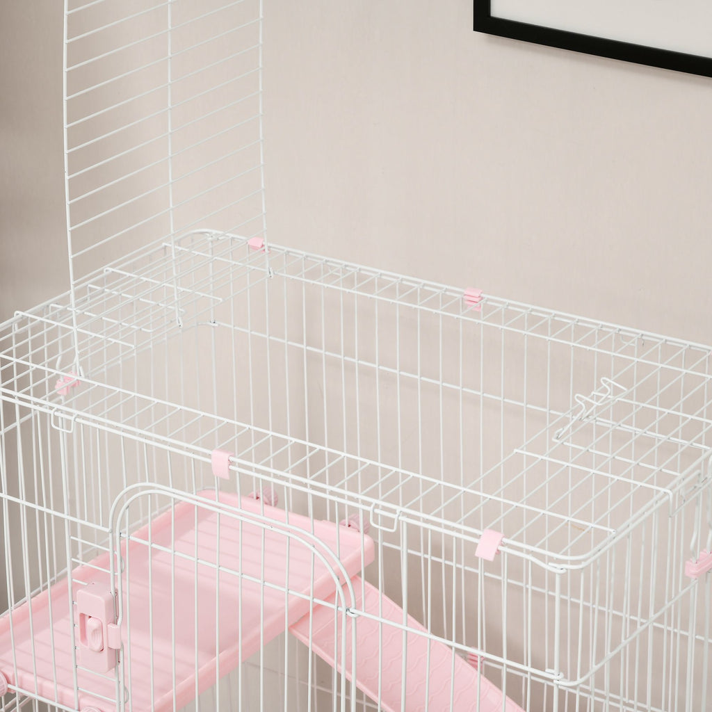4-Level Small Animal Cage with Wheels and Slide-Out Tray for Bunnies, Ferrets, Chinchillas
