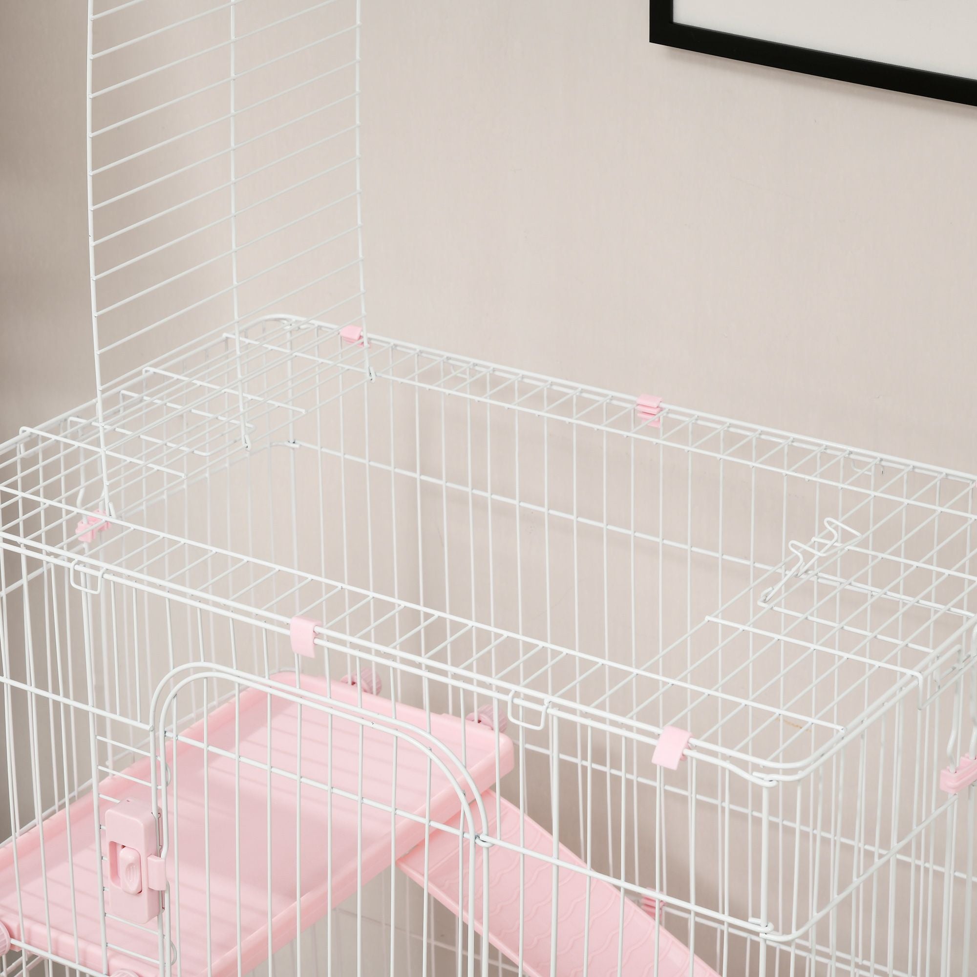 4-Level Small Animal Cage with Wheels and Slide-Out Tray for Bunnies, Ferrets, Chinchillas