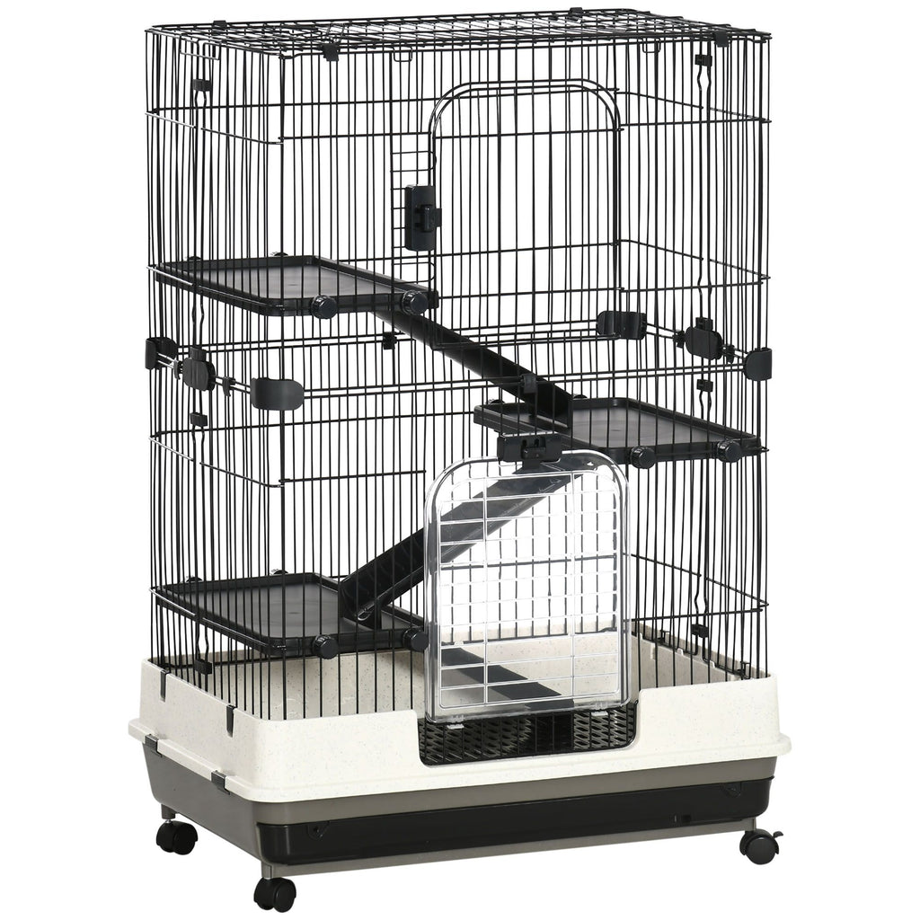 4-Level Small Animal Cage with Ramps, Platforms, and Wheels