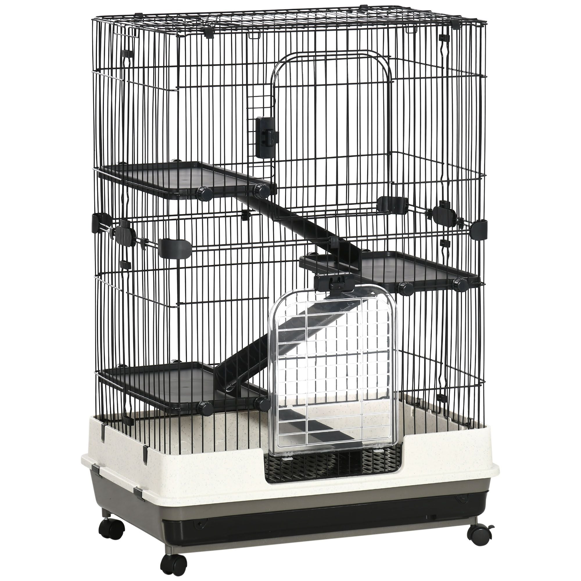 4-Level Small Animal Cage with Ramps, Platforms, and Wheels