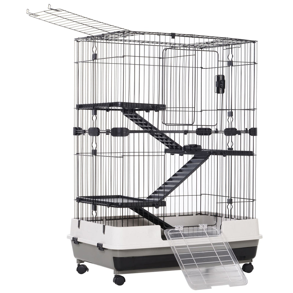 4-Level Small Animal Cage with Ramps, Platforms, and Wheels