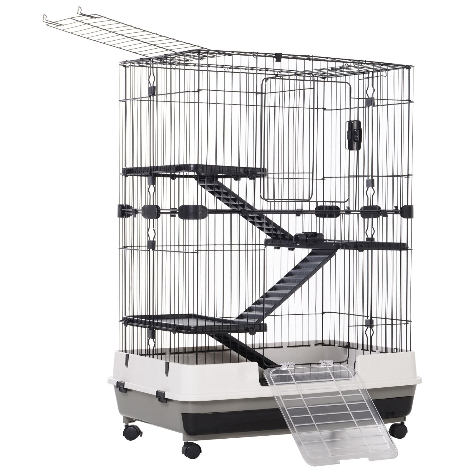 4-Level Small Animal Cage with Ramps, Platforms, and Wheels
