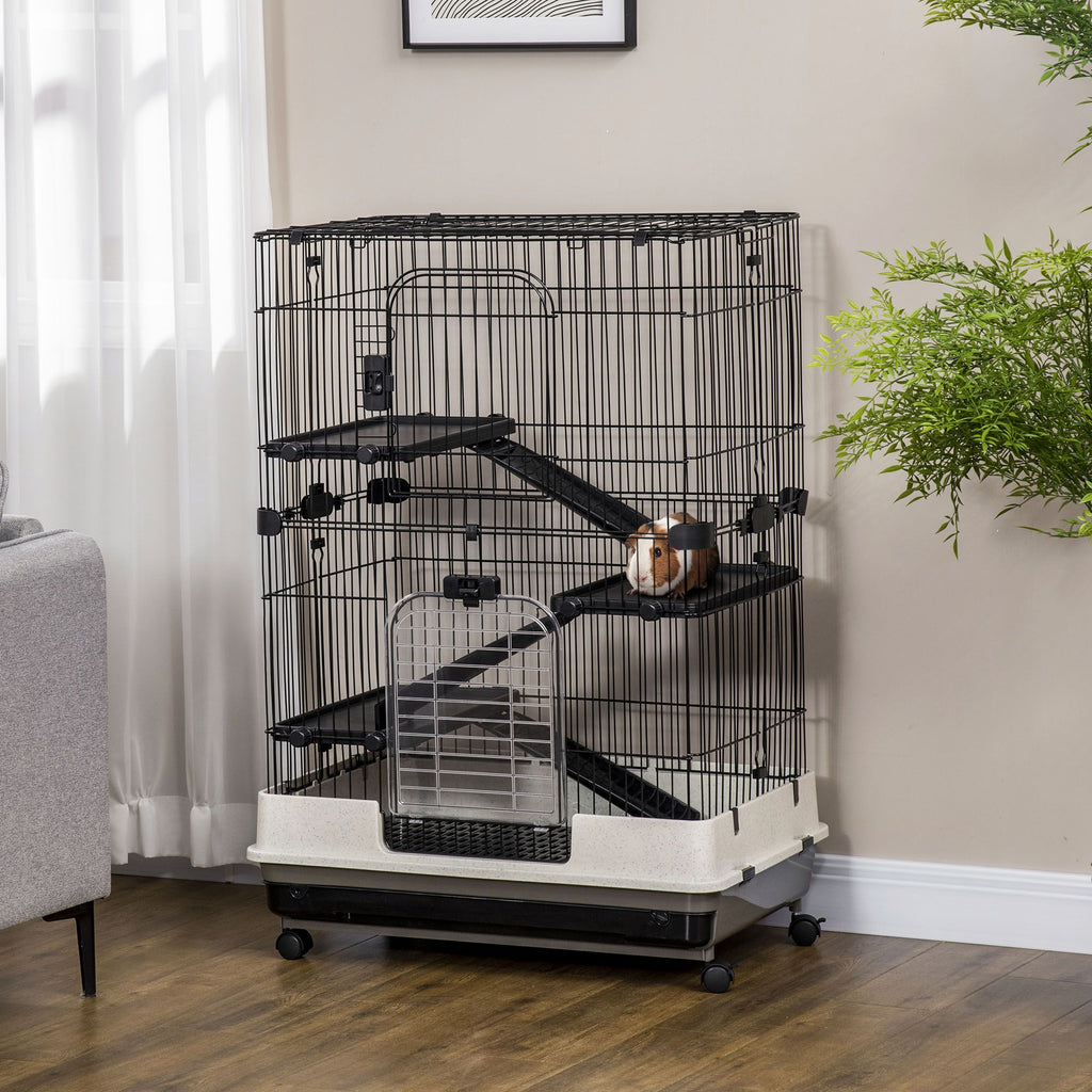 4-Level Small Animal Cage with Ramps, Platforms, and Wheels