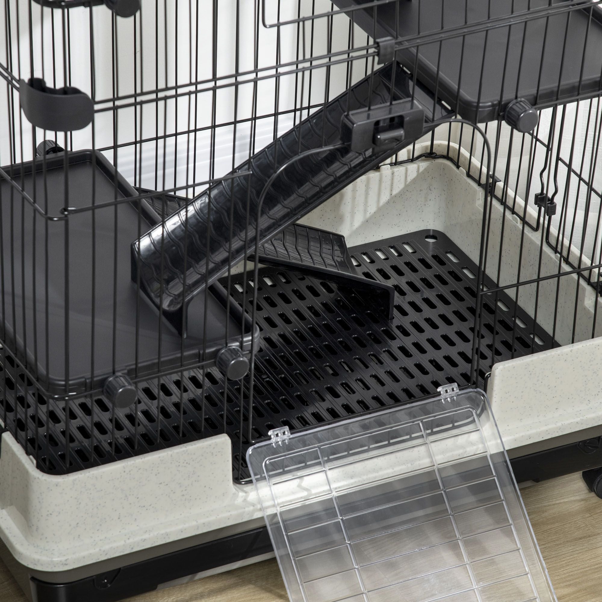 4-Level Small Animal Cage with Ramps, Platforms, and Wheels