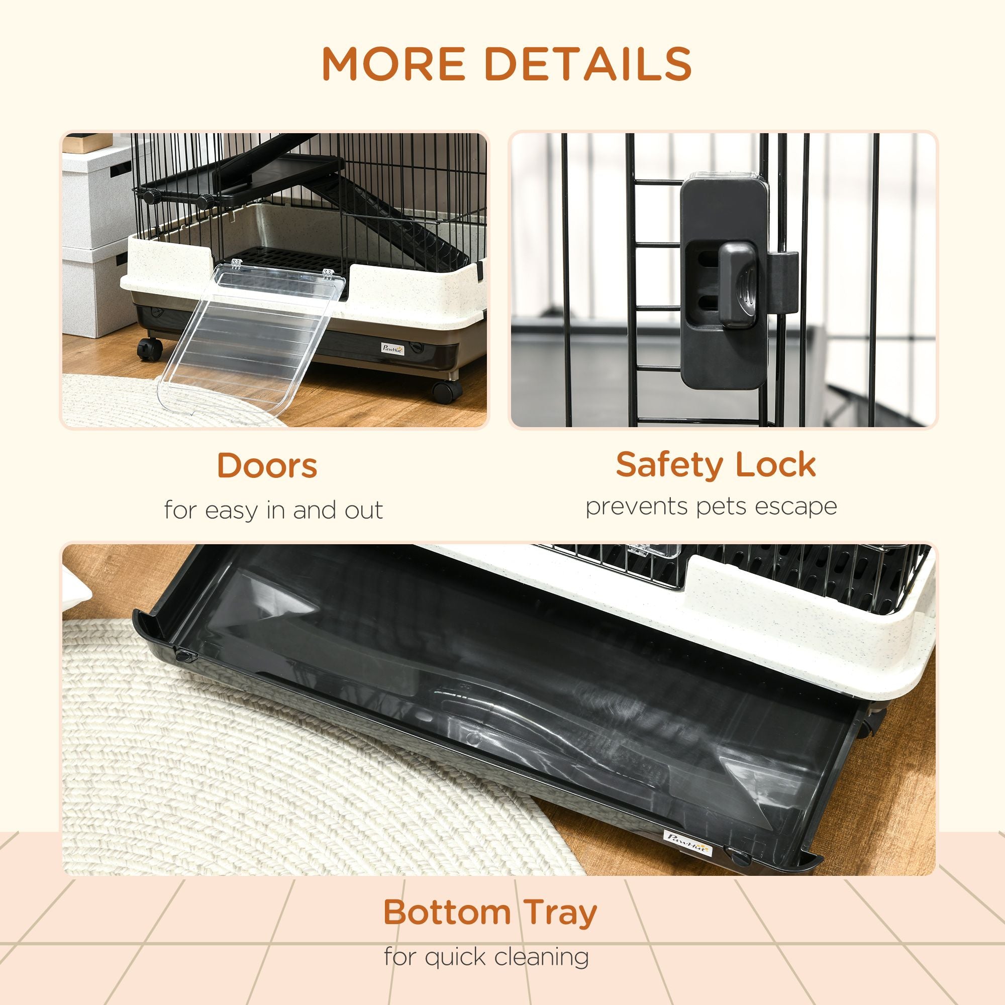 Indoor Small Animal Cage with Platforms, Ramps, and Wheels for Rabbits and Ferrets