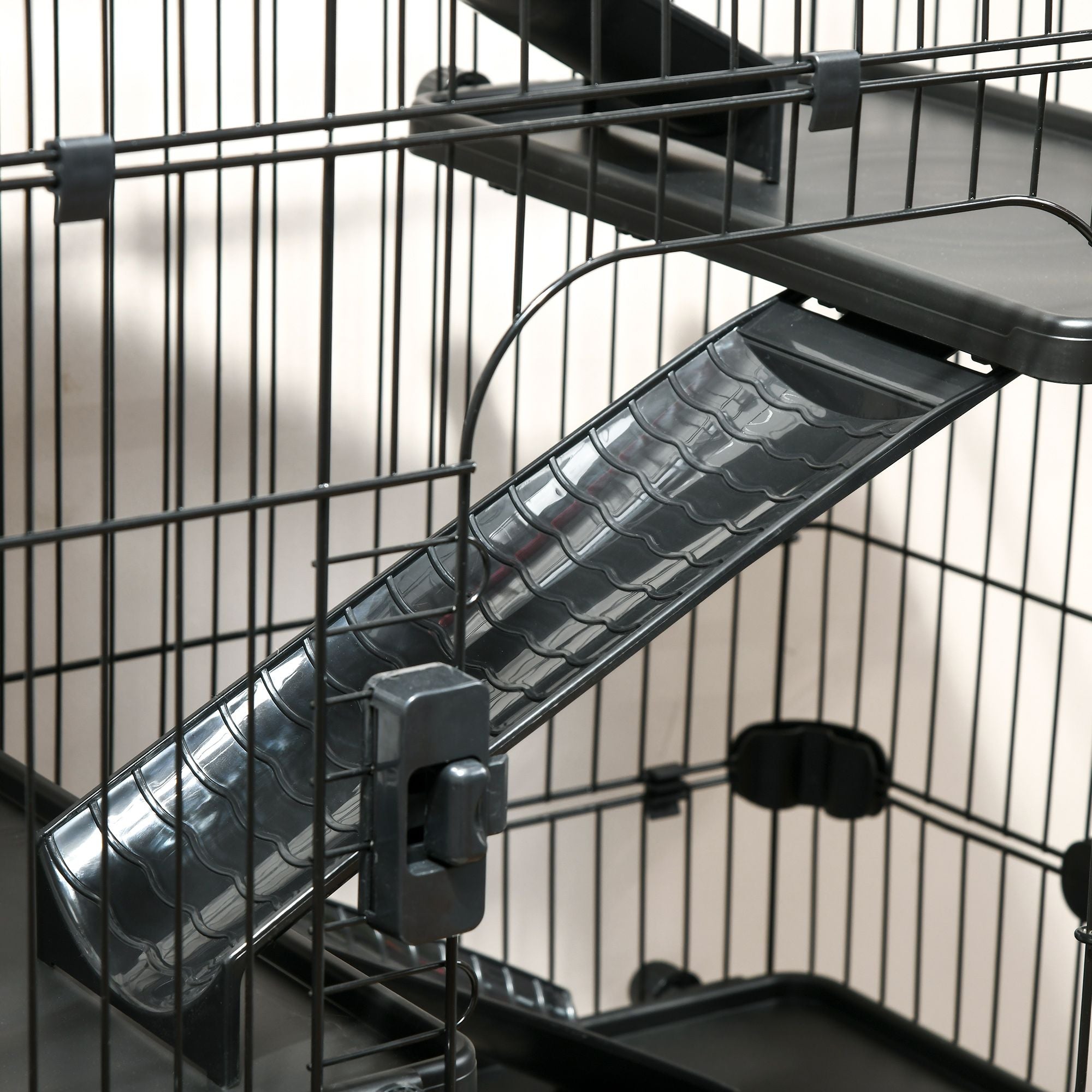 Indoor Small Animal Cage with Platforms, Ramps, and Wheels for Rabbits and Ferrets