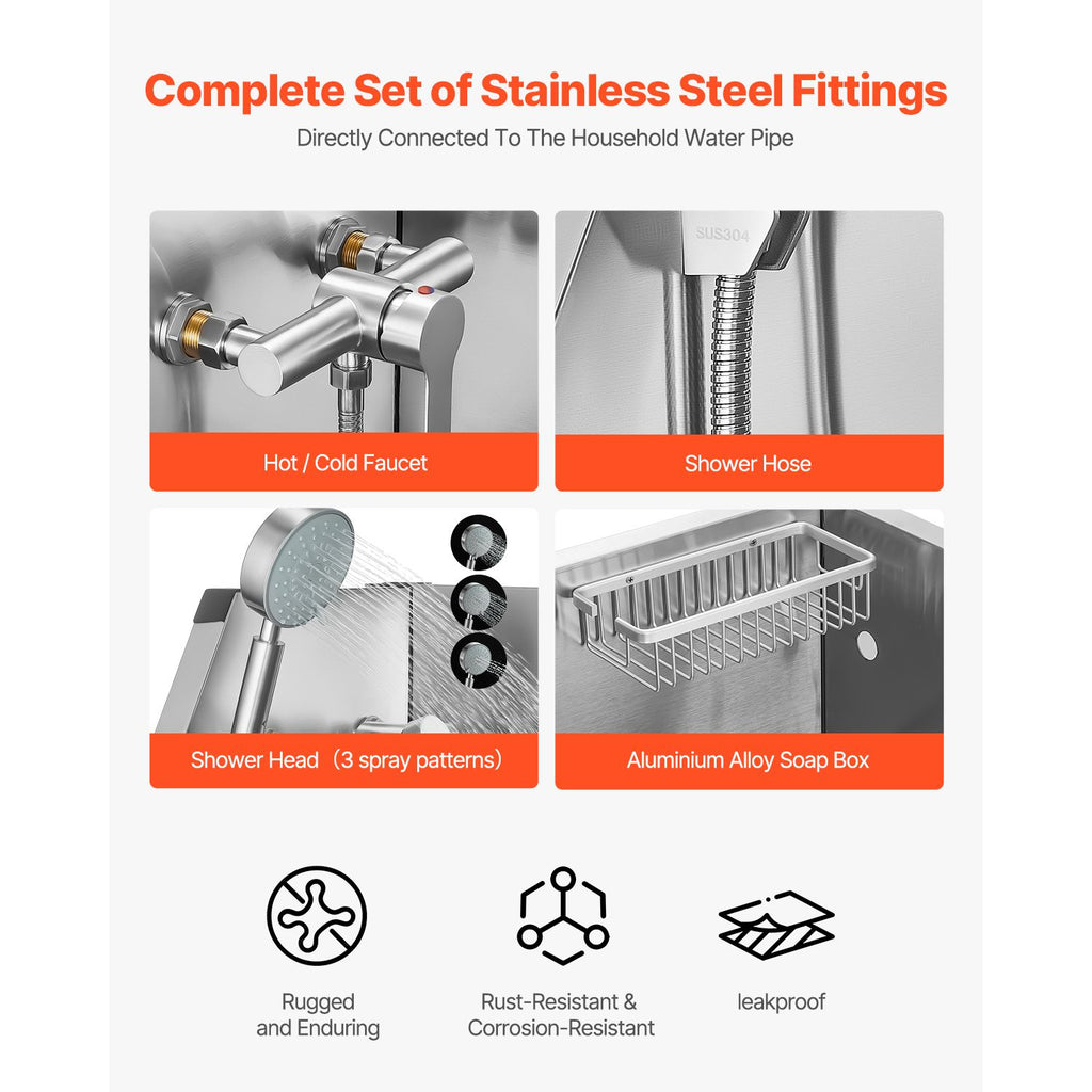 No-Bend Pet Bathing: Stainless Steel Wash Station with Hot & Cold Faucet