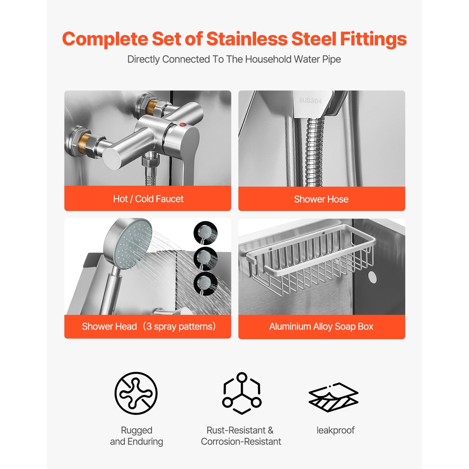No-Bend Pet Bathing: Stainless Steel Wash Station with Hot & Cold Faucet