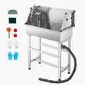 No-Bend Pet Bathing: Stainless Steel Wash Station with Hot & Cold Faucet