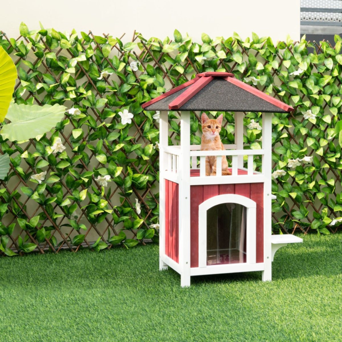 34- furniture-style Cat House with Balcony & Jumping Platforms