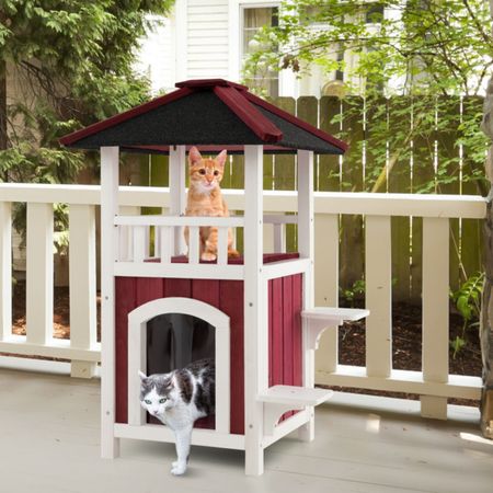 34- furniture-style Cat House with Balcony & Jumping Platforms