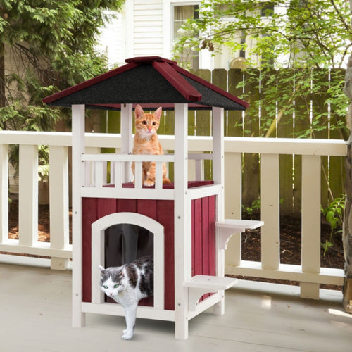 34- furniture-style Cat House with Balcony & Jumping Platforms