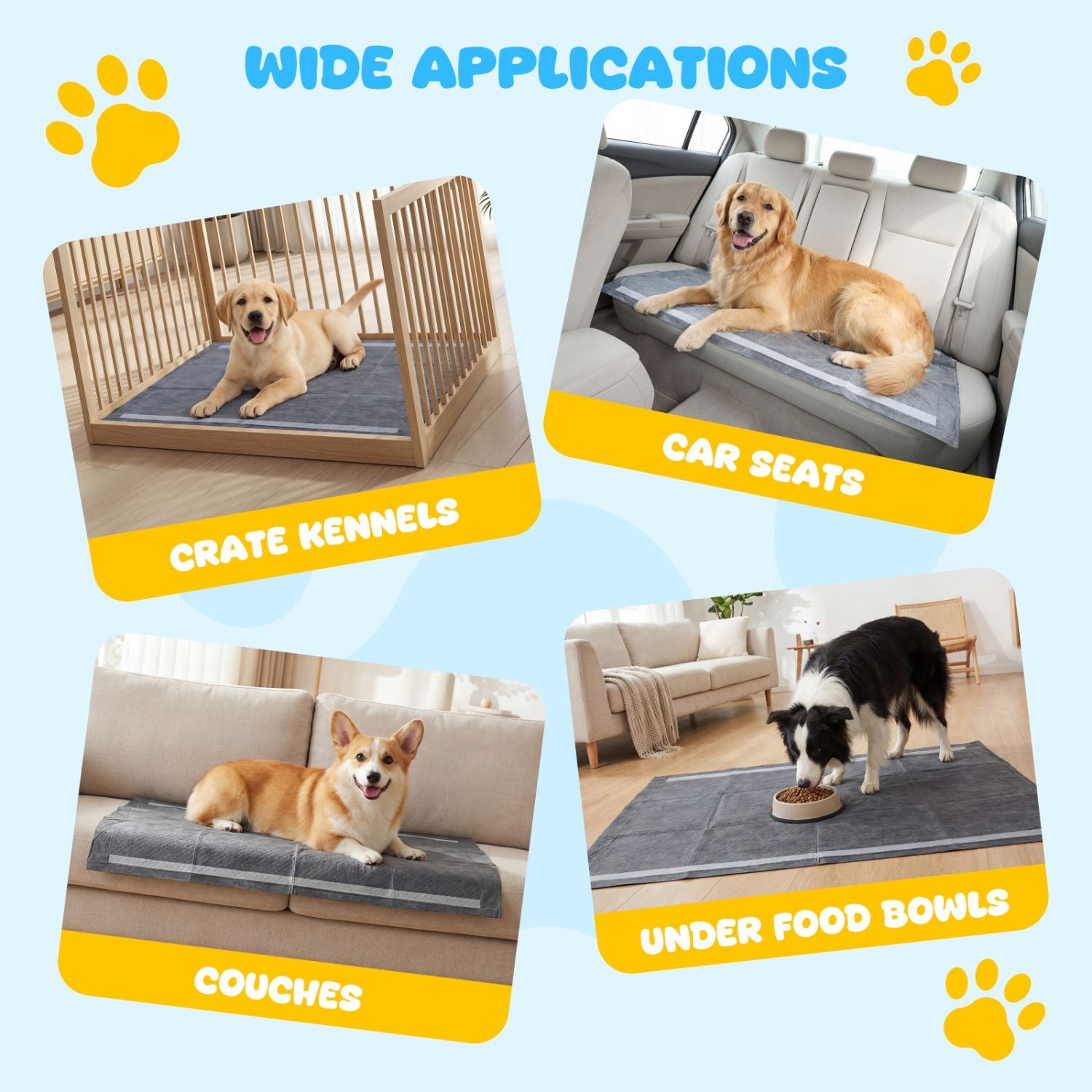 35.5" x 24" Charcoal Dog Pee Pads 6-Layer for Dogs
