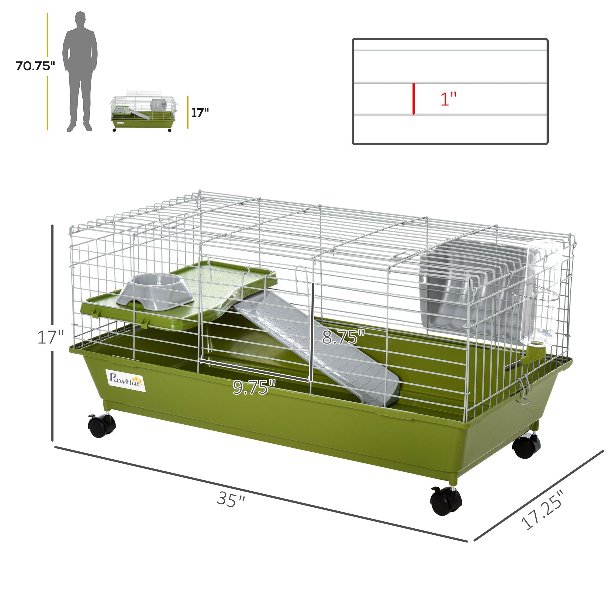 Rolling Small Animal Cage with All Accessories – Perfect for Guinea Pigs & Bunnies