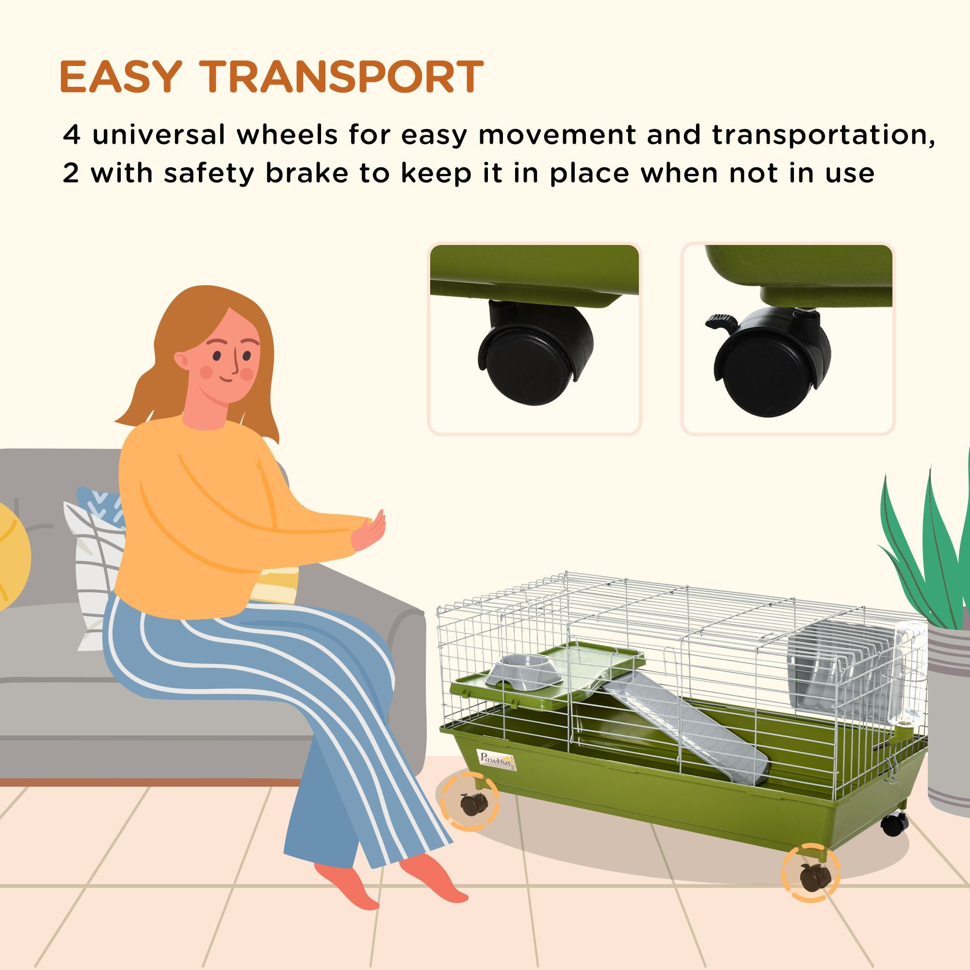 Rolling Small Animal Cage with All Accessories – Perfect for Guinea Pigs & Bunnies