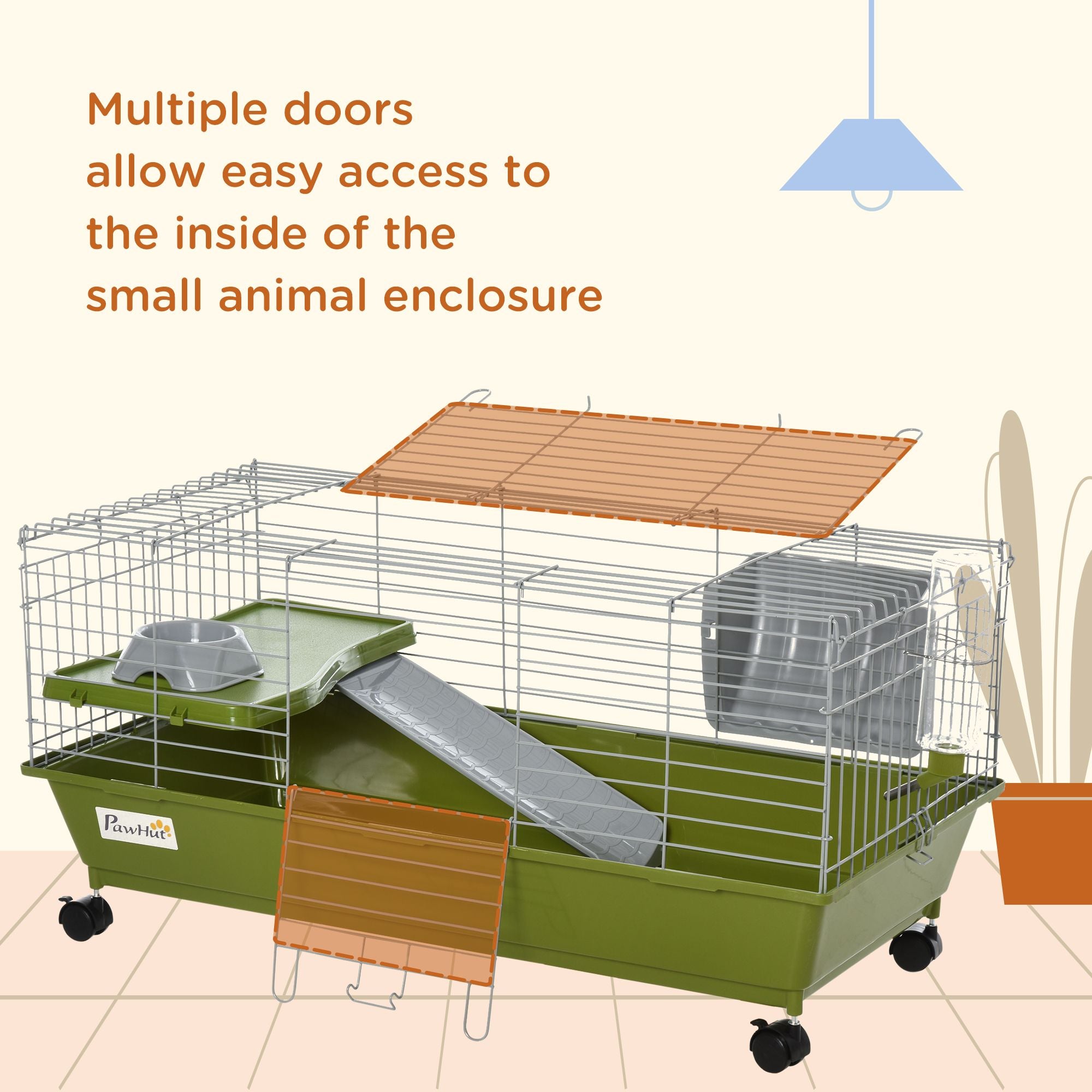 Rolling Small Animal Cage with All Accessories – Perfect for Guinea Pigs & Bunnies