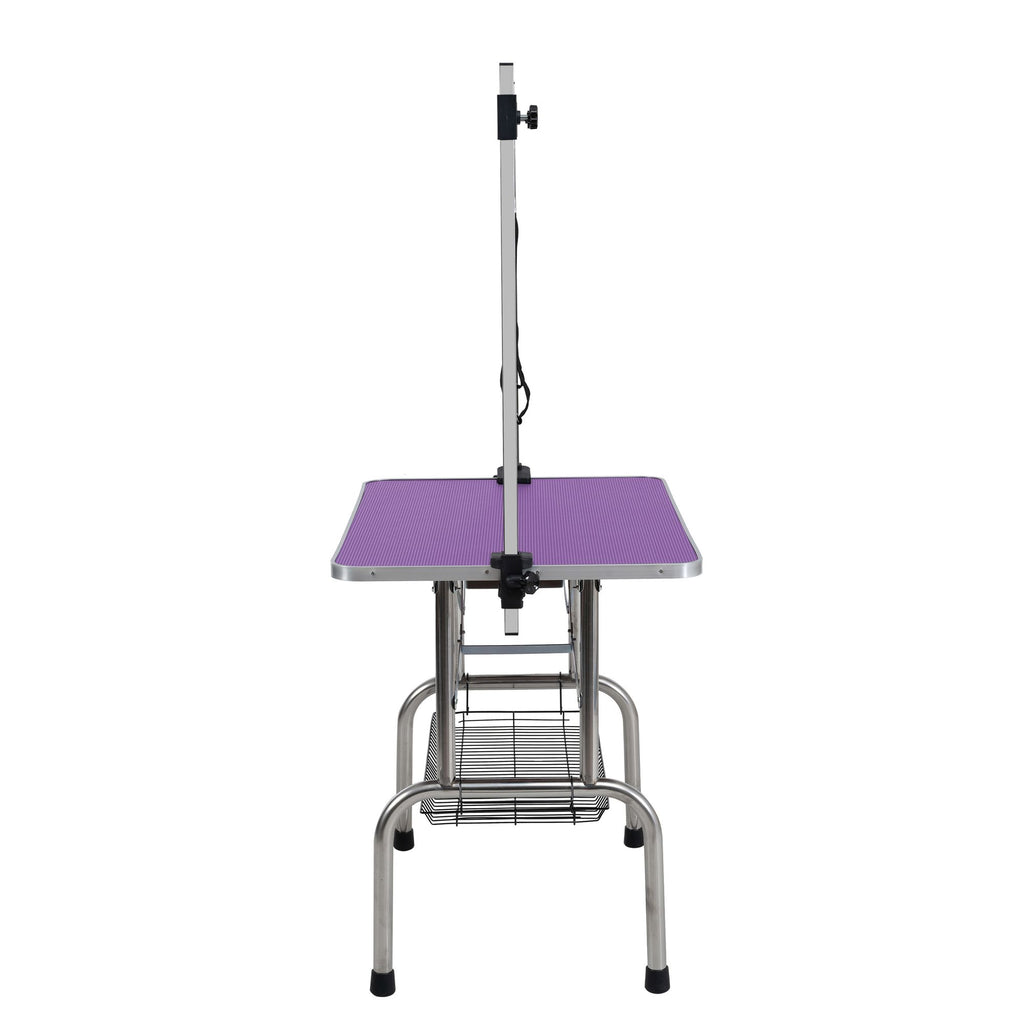 Foldable Dog Grooming Table with Adjustable Arm – Purple, 36"