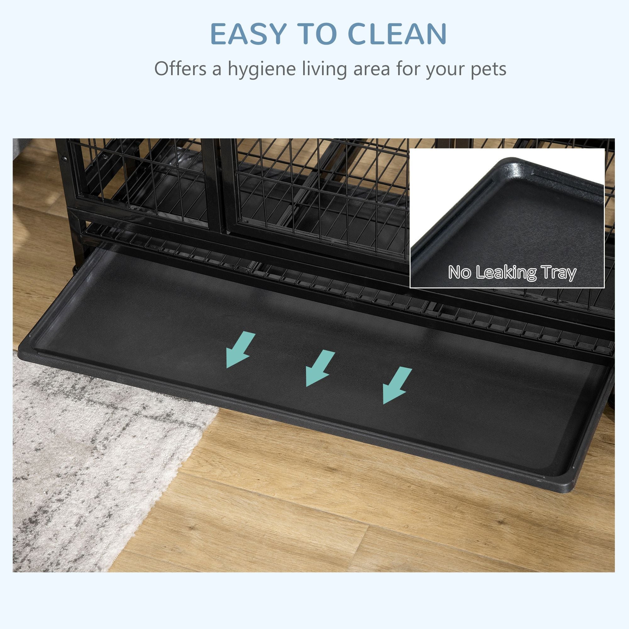36- practical Dog Crate with Lockable Wheels and Double Door