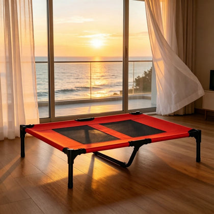 Elevated Cooling Dog Cot Bed with Mesh Ventilation for Large Dogs