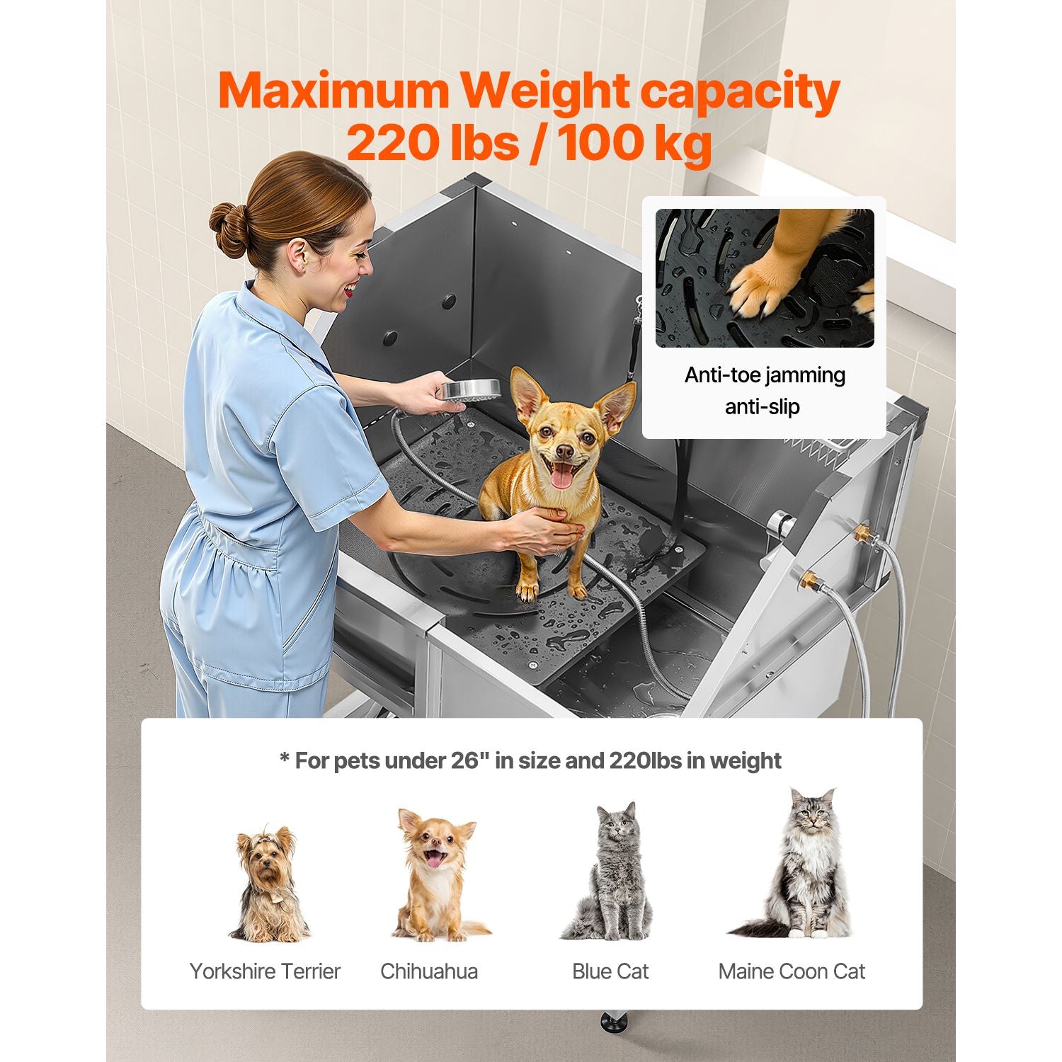 Professional Pet Grooming Tub with Hot & Cold Faucet – Make Bath Time a Breeze