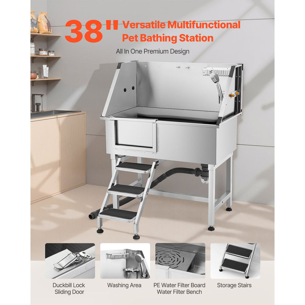Professional Pet Grooming Tub with Hot & Cold Faucet – Make Bath Time a Breeze
