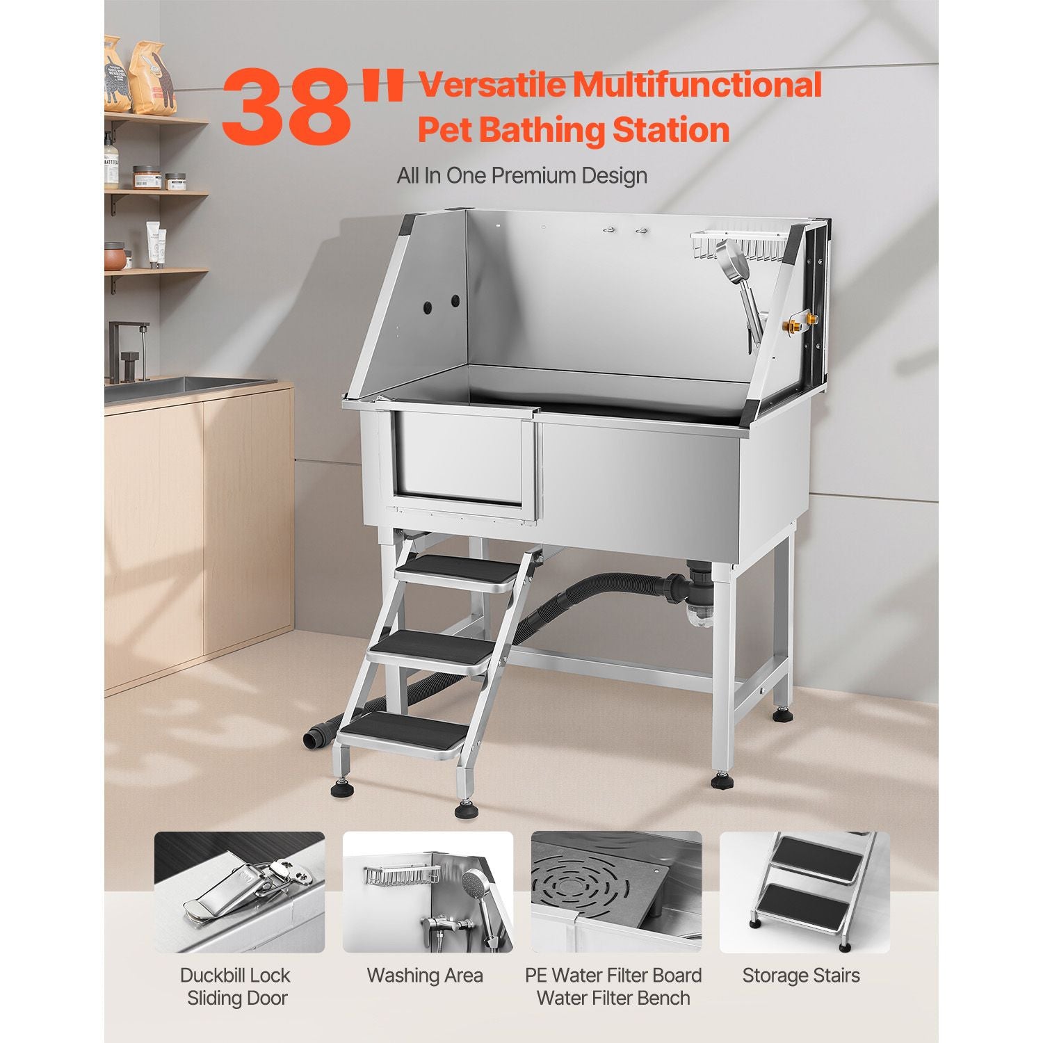 Professional Pet Grooming Tub with Hot & Cold Faucet – Make Bath Time a Breeze