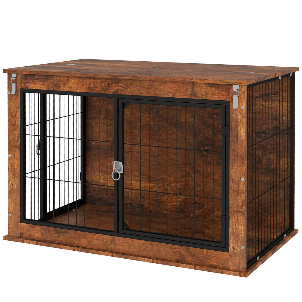 Stylish Dog Crate Furniture with Flip-Up Top and Dual Doors