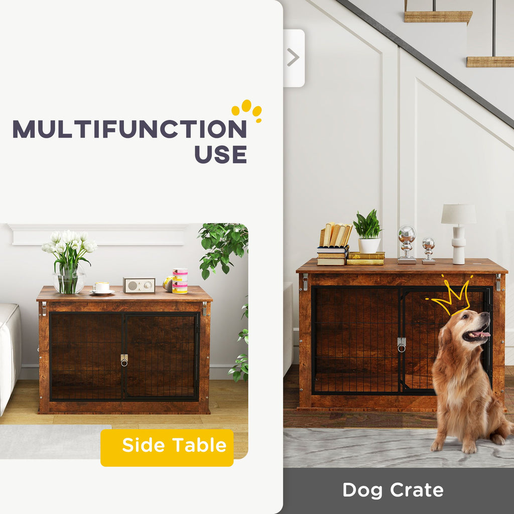 Stylish Dog Crate Furniture with Flip-Up Top and Dual Doors