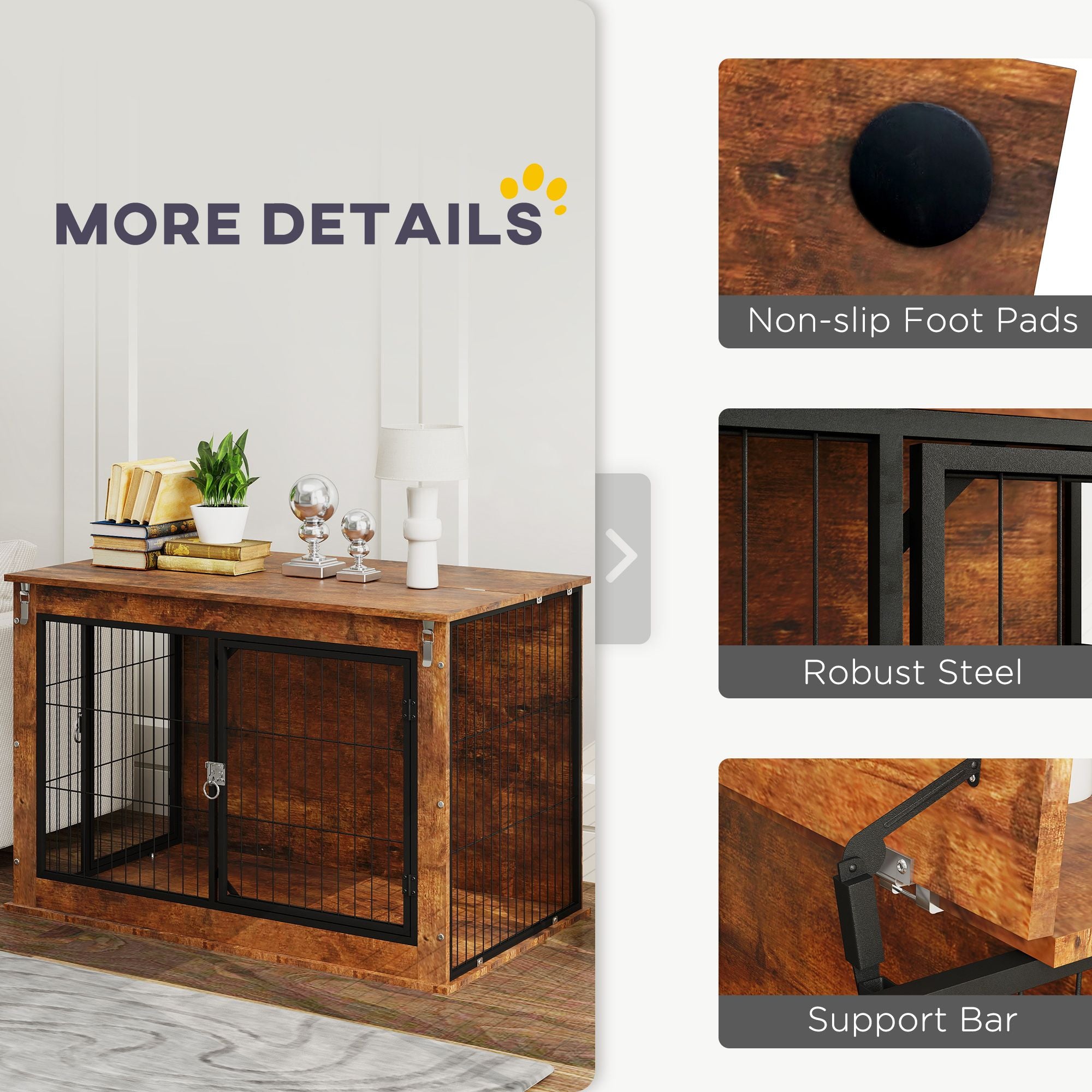 Stylish Dog Crate Furniture with Flip-Up Top and Dual Doors