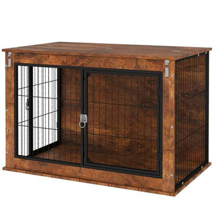 Stylish Dog Crate Furniture with Flip-Up Top and Dual Doors