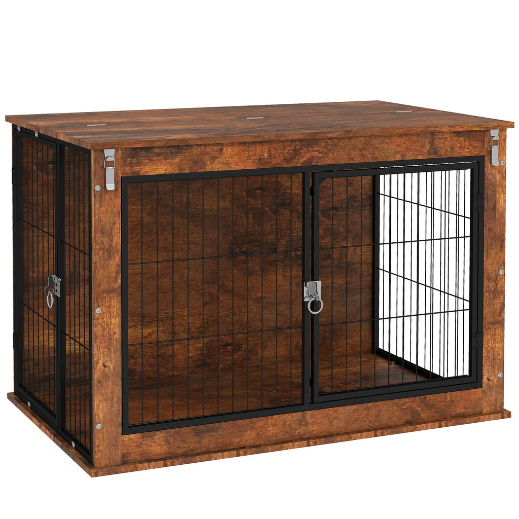 Stylish Dog Crate Furniture with Flip-Up Top and Dual Doors