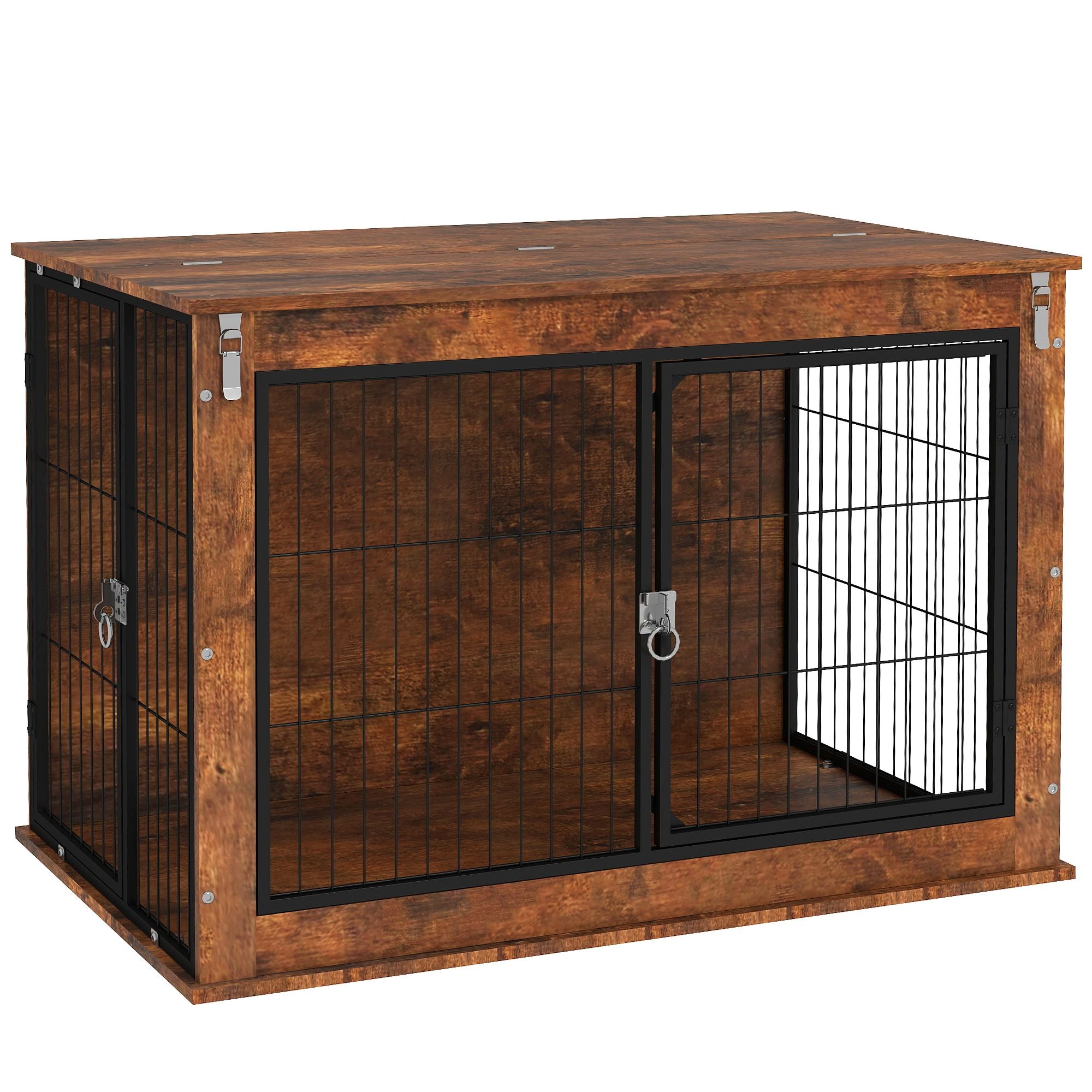 Stylish Dog Crate Furniture with Flip-Up Top and Dual Doors