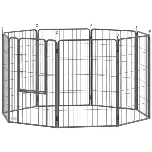 39 Inch Exercise Pen, Heavy Duty Dog Playpen, 8 Panel Metal Pet Fence for Medium and Large Dogs, Black