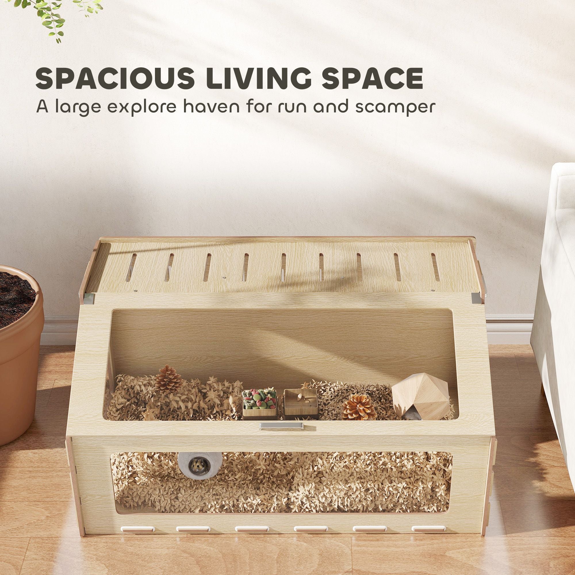 Spacious 39" Hamster Cage with Acrylic Windows & Openable Top