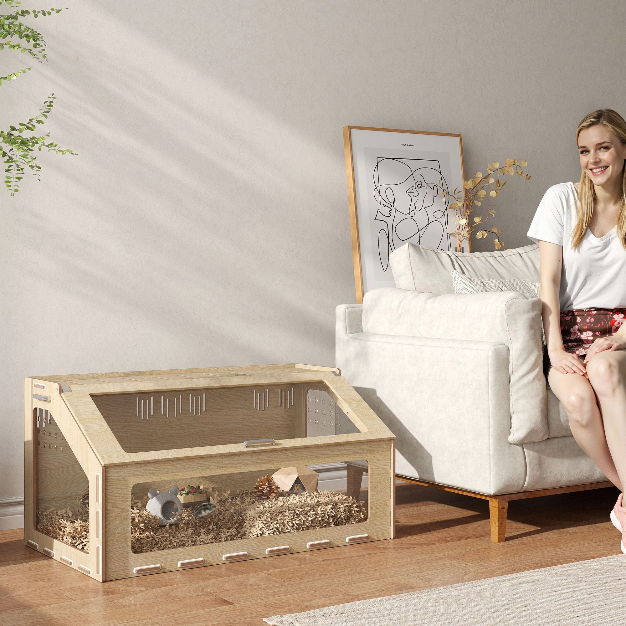 Spacious 39" Hamster Cage with Acrylic Windows & Openable Top